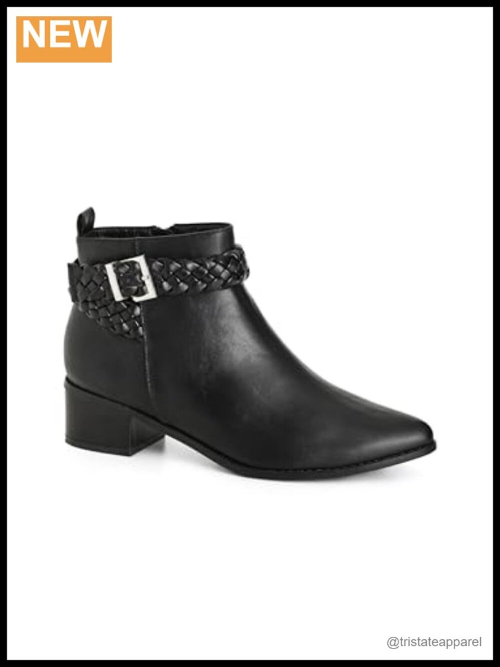 Womens Faux Suede Ankle Bootie Block Heel Wide Fit Side Zip